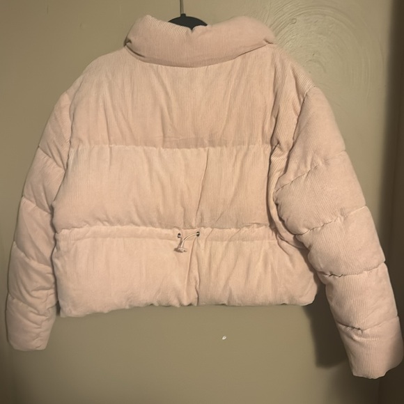 Double Zero Cropped Pale Pink Winter Puffer Jacket Women’s Lovely Large NWOT - Picture 3 of 3